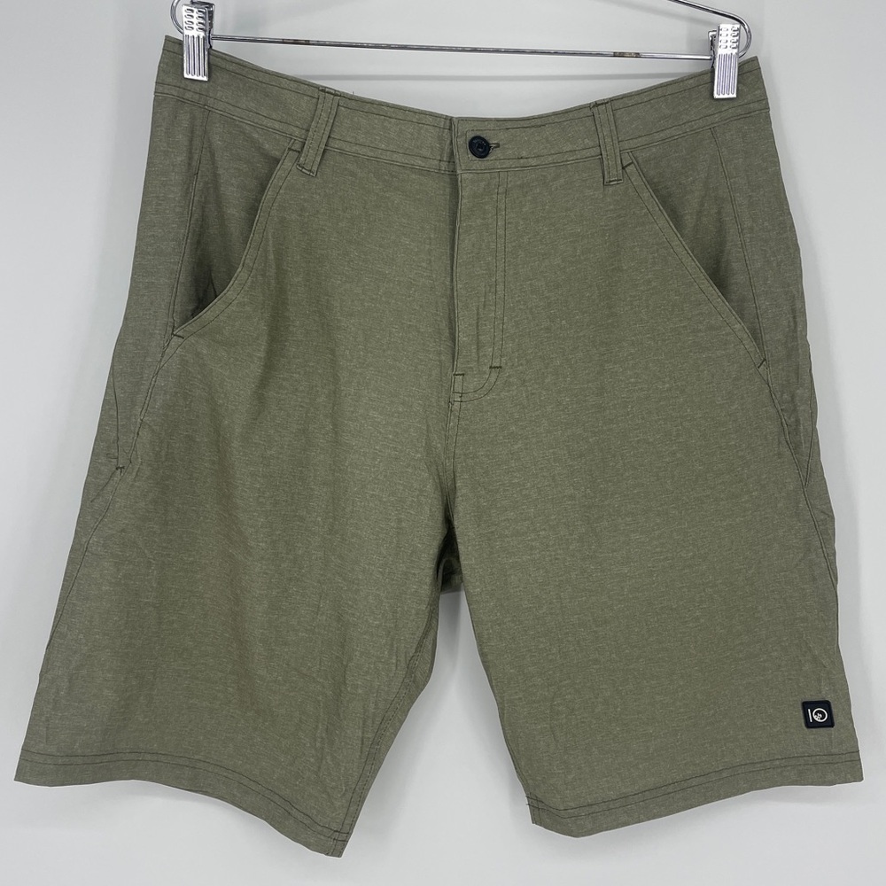 Tentree Hybrid Board Shorts greenish tan  - Size 34- swimming active